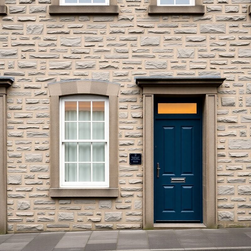 Georgian terrace facade in Navan with an ink blue door and warm white window frames